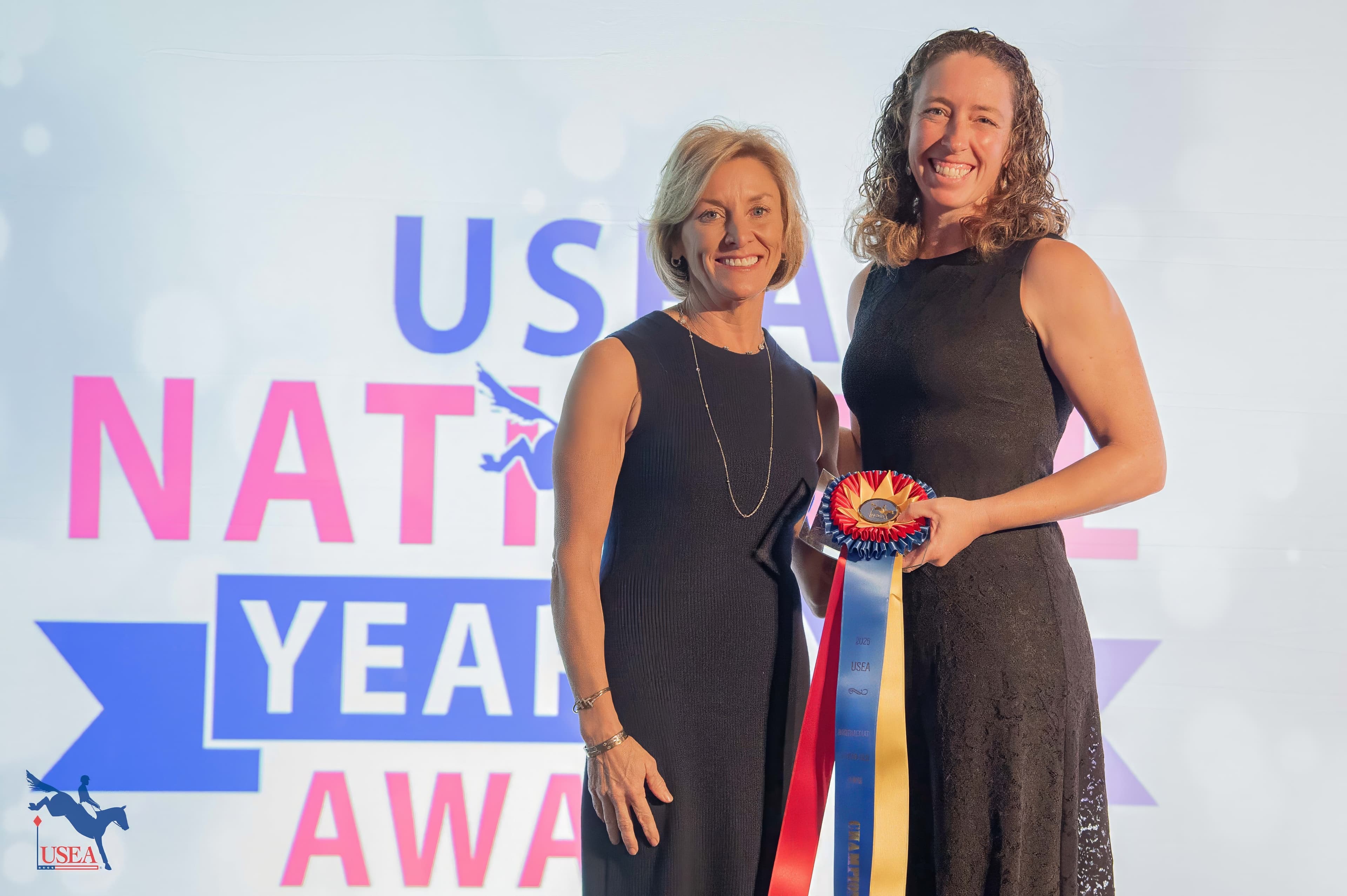 Kokoleka was named the 2025 USEA Intermediate 7-year-old Horse of the Year, and owner/rider Kate Brown accepted the award. USEA/Meagan DeLisle photo