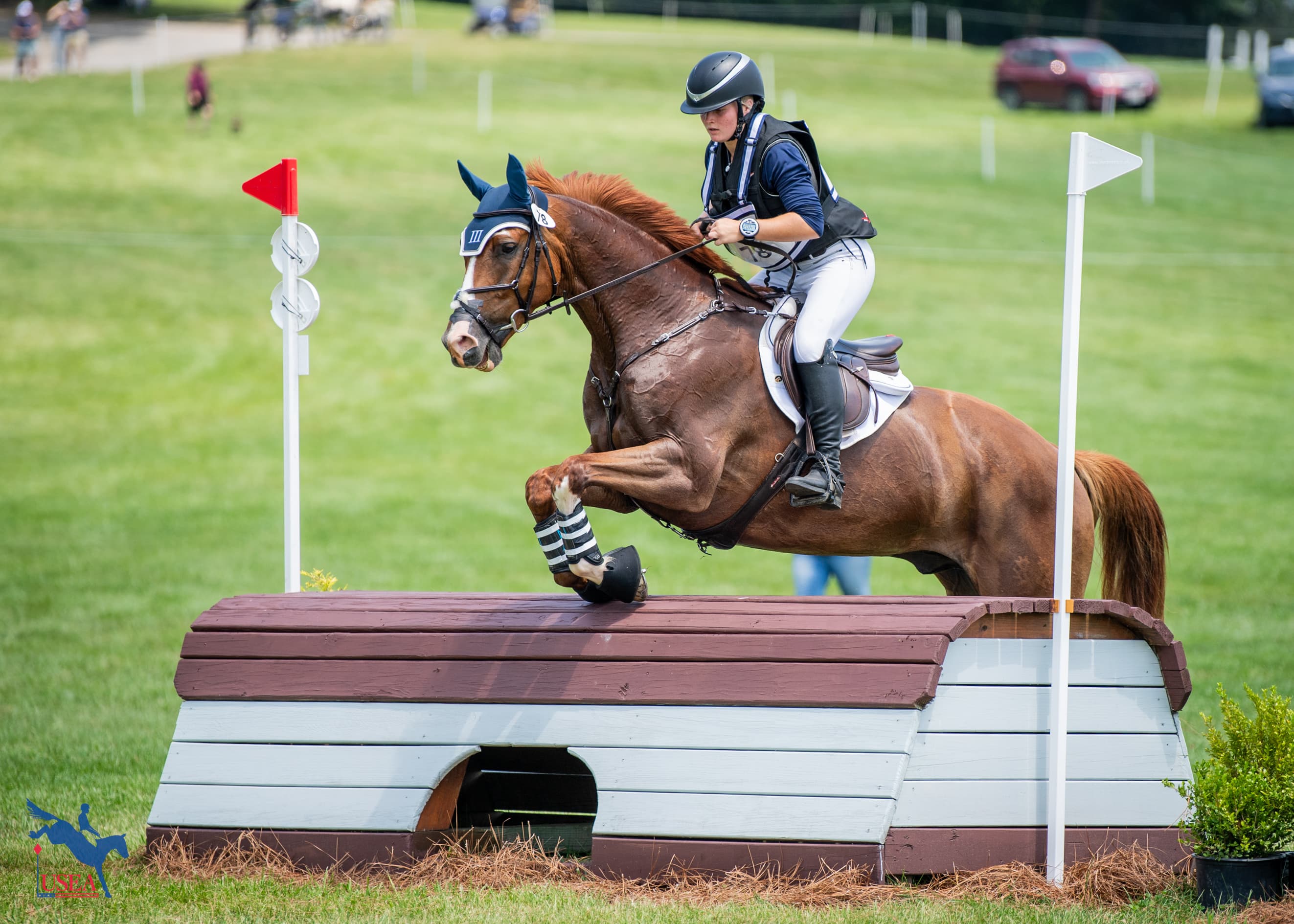Caroline May and Sky Moon are in silver-medal position in the CCIYJ1*-S. USEA/Lindsay Berreth photo