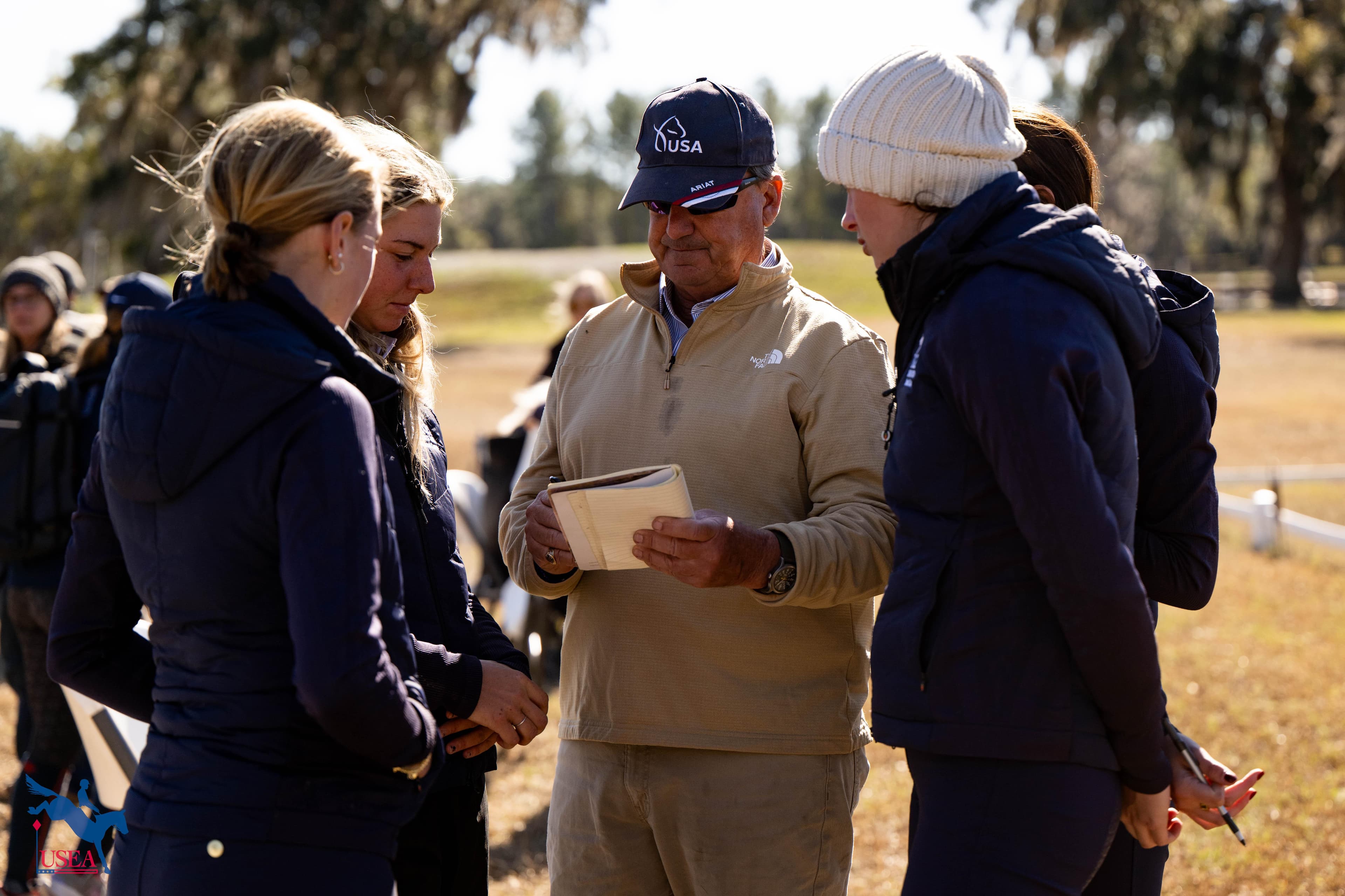David O'Connor goes over theory with the athletes. USEA/Atalya Boytner photo